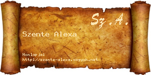 Szente Alexa névjegykártya